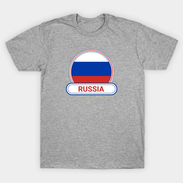 Russia Country Badge - Russia Flag T-Shirt by Yesteeyear